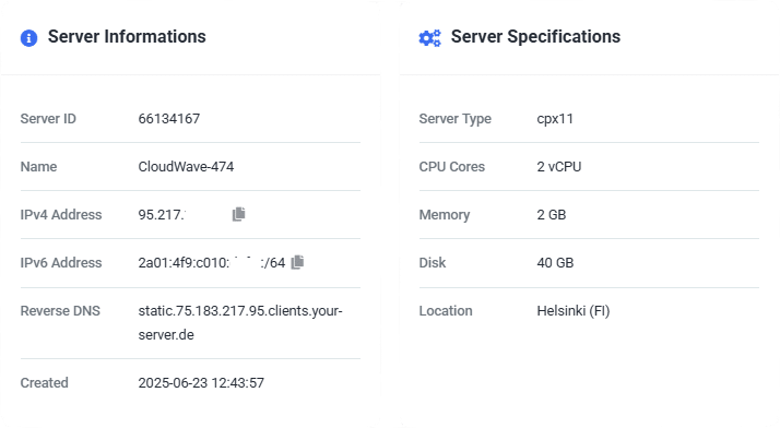 Hetzner Cloud Module WHMCS